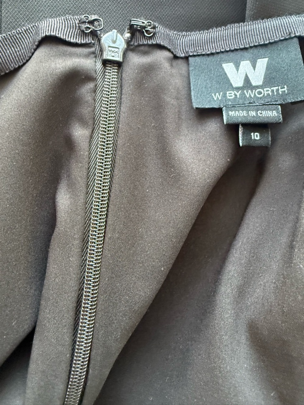 W by Worth Dark Green Pencil Skirt Lined Sz 10 Two Zipper Details Front Hem - Picture 5 of 9